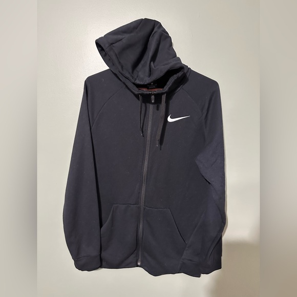MEDIUM NIKE DRI FIT KNIT TRAINING GYM FULL ZIP HOODIE BLACK - Picture 4 of 4